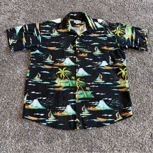 VTG Key West Hand Print Fashions Shirt Men’s XL Floral Hawaiian Camouflage 80s